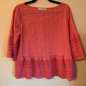 LOFT Pink 3/4 Sleeve Shirt Size Medium